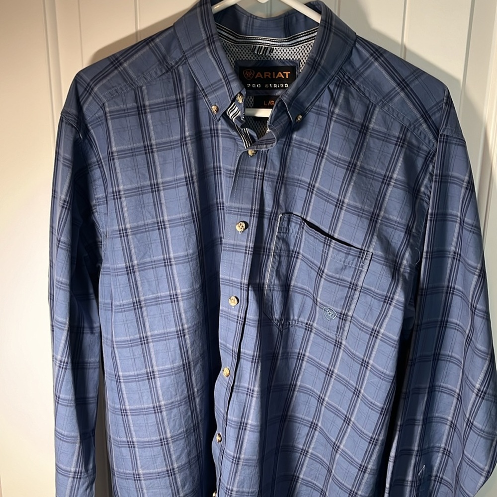Ariat Pro Series Blue Plaid Shirt Large